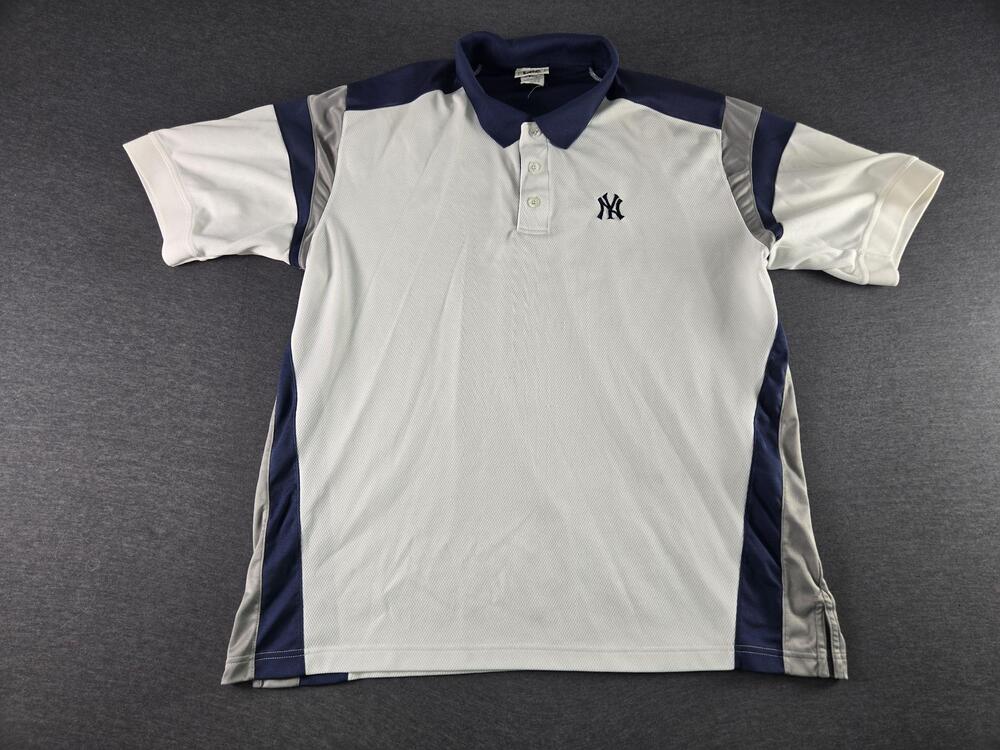 New York Yankees Polo Shirt Mens XL White MLB Baseball Lee Sport Embroidered